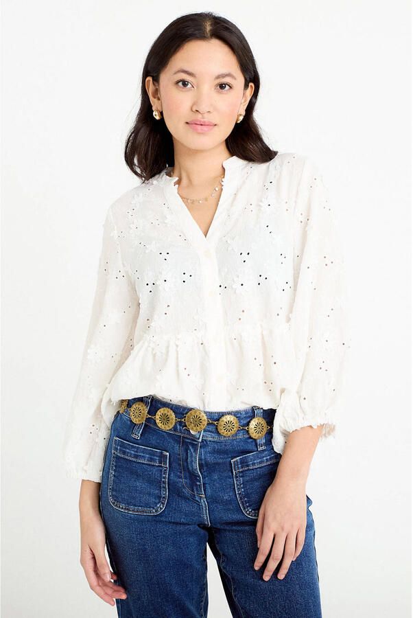 Cache blousetop ecru broderie