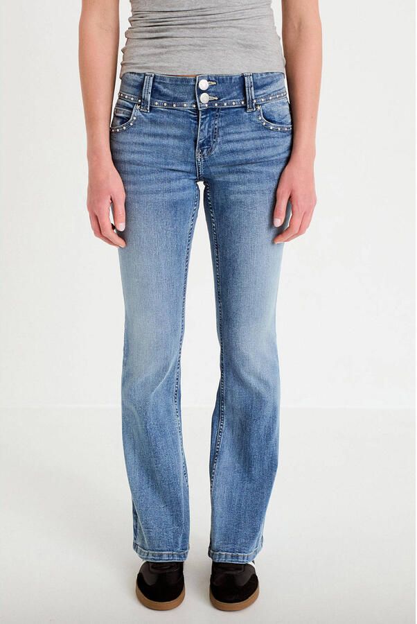 Cache bootcut jeans met studs mediumblauw