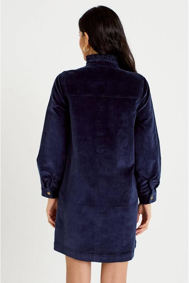 Cache corduroy mini jurk met ruches marine - Foto 3