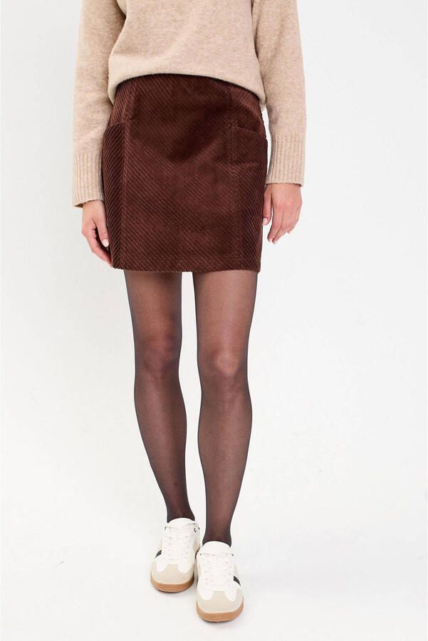 Cache corduroy mini rok donkerbruin