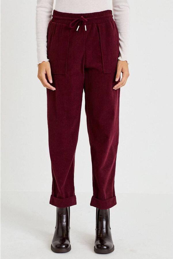 Cache corduroy straight leg casual broek donkerrood