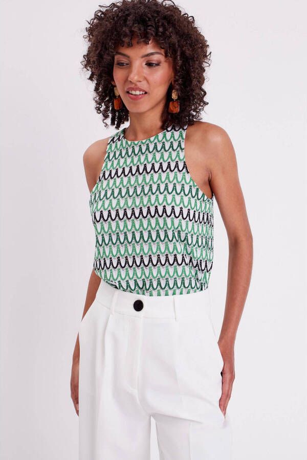 Cache crochet top groen wit
