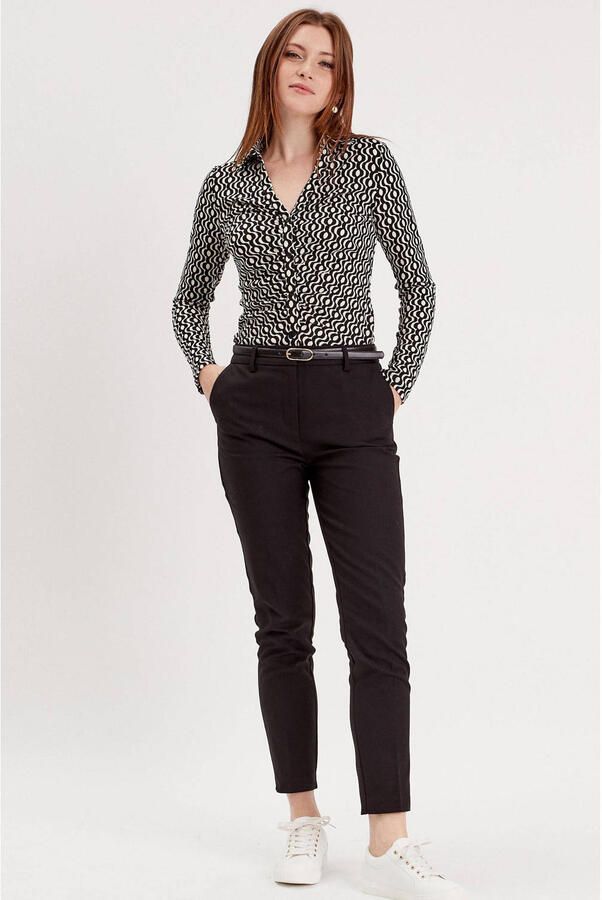 Cache cropped high waist tapered fit pantalon zwart - Foto 2