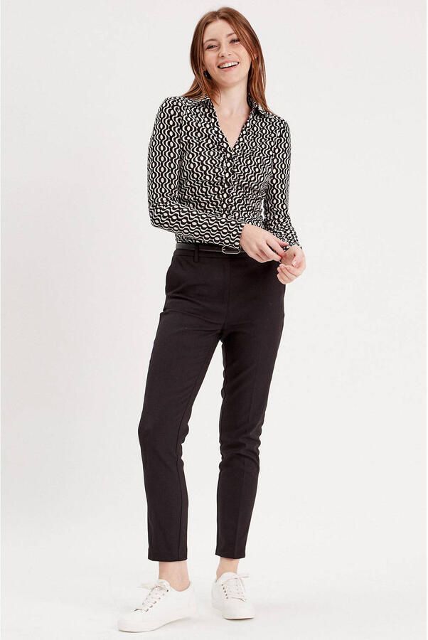 Cache cropped high waist tapered fit pantalon zwart - Foto 3