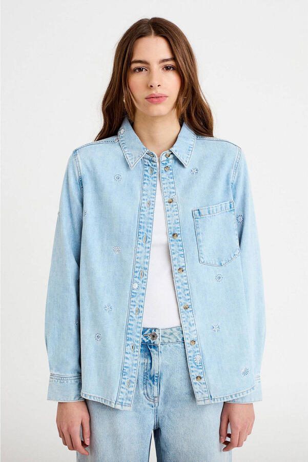 Cache denim blouse light blue denim
