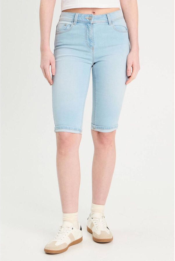 Cache denim slim regular waist short light blue denim