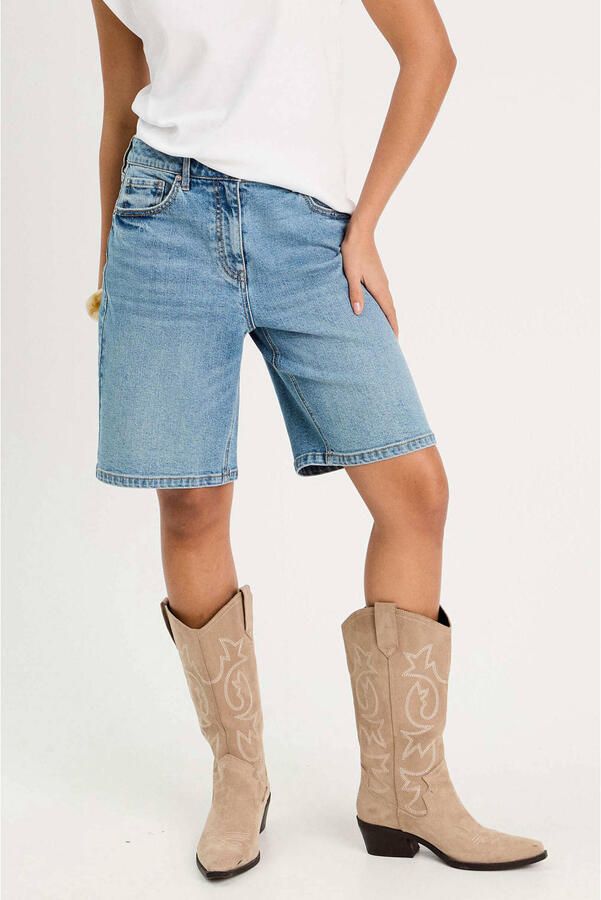 Cache denim straight short medium blue