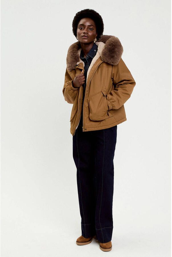 Cache faux fur jas bruin - Foto 2
