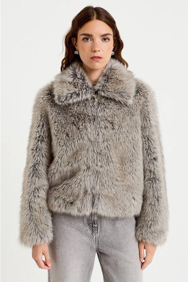 Cache faux fur winterjas lichtgrijs - Foto 3