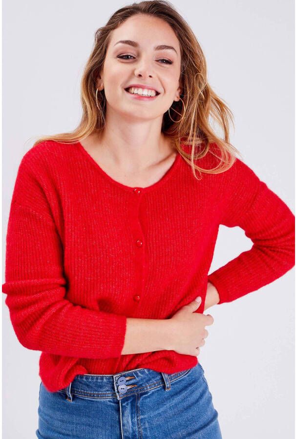 Cache fijngebreid vest met wol rood