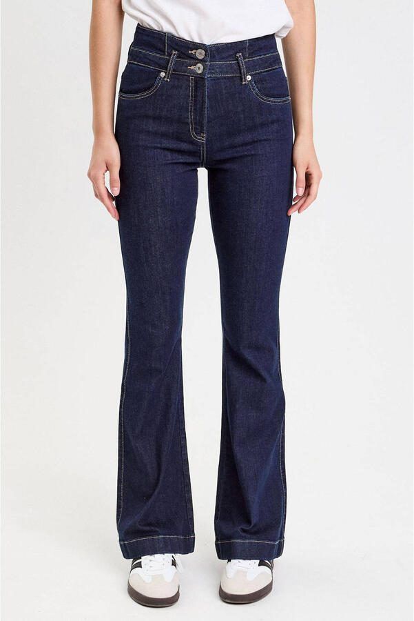 Cache flared jeans dark blue denim