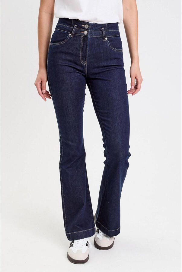 Cache flared jeans dark blue denim - Foto 2