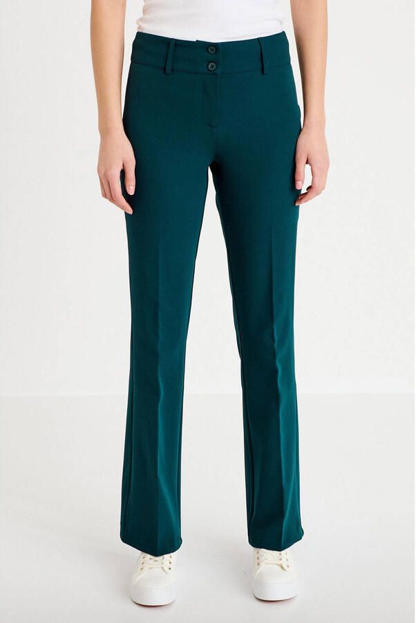 Cache Flared regular waist pantalon donkergroen