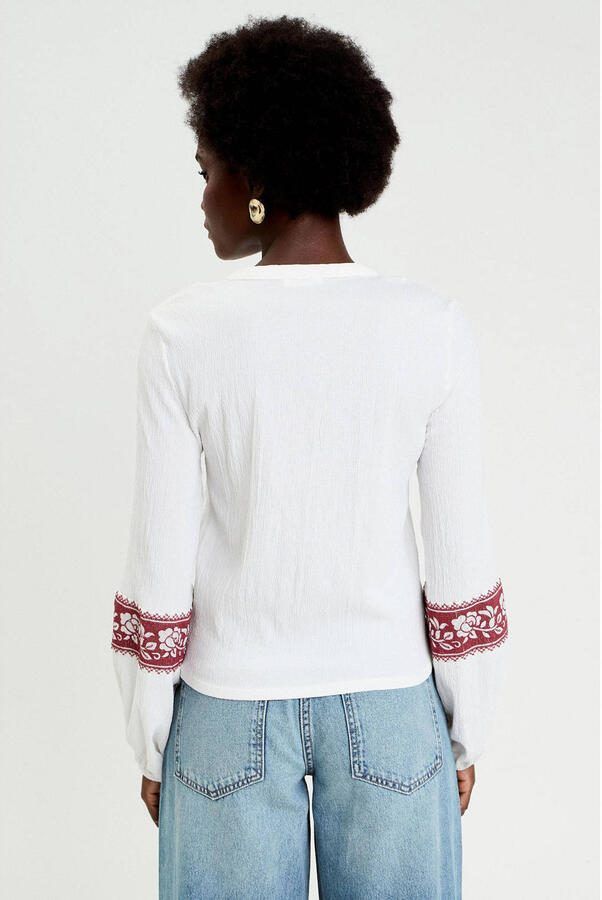 Cache gebloemde blouse ecru - Foto 2