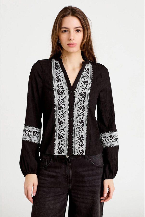 Cache gebloemde blouse zwart