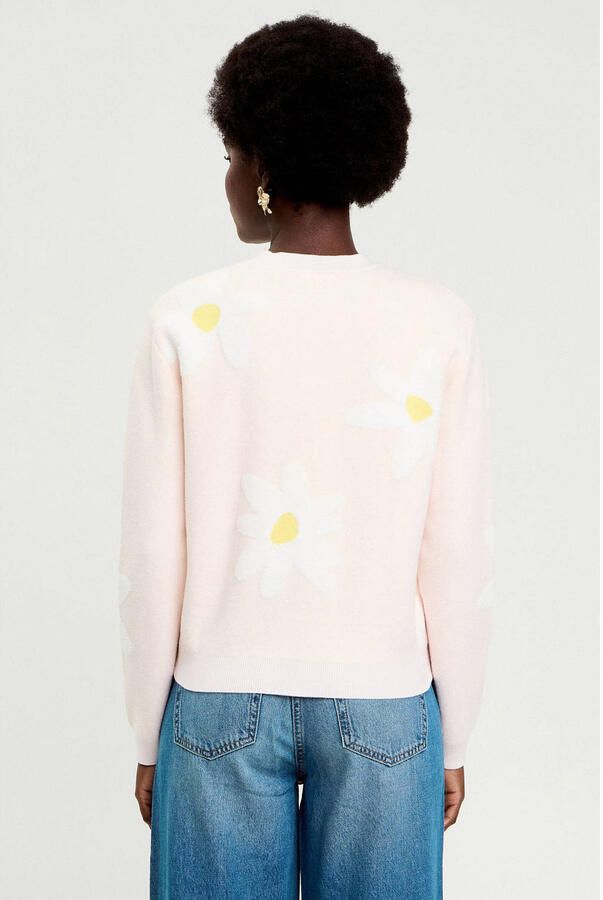 Cache gebloemde sweater lichtroze - Foto 2