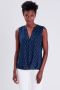 Cache gebloemde top donkerblauw beige - Thumbnail 1