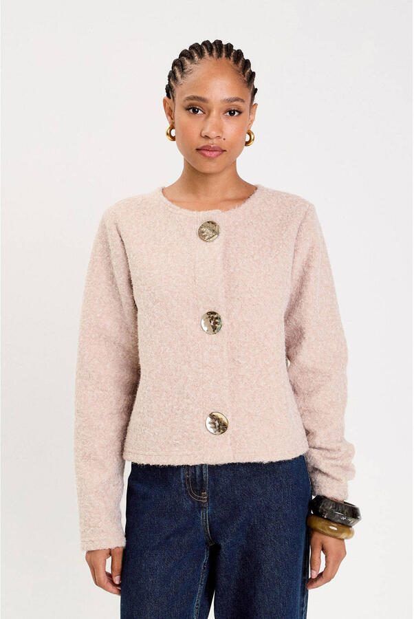 Cache gebreid vest beige