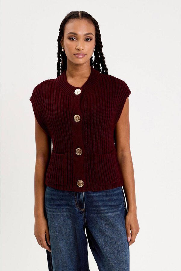 Cache gebreid vest donkerrood