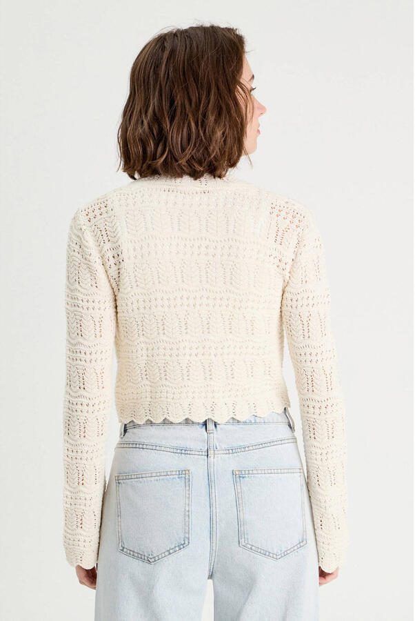 Cache gebreid vest ecru crochet - Foto 2