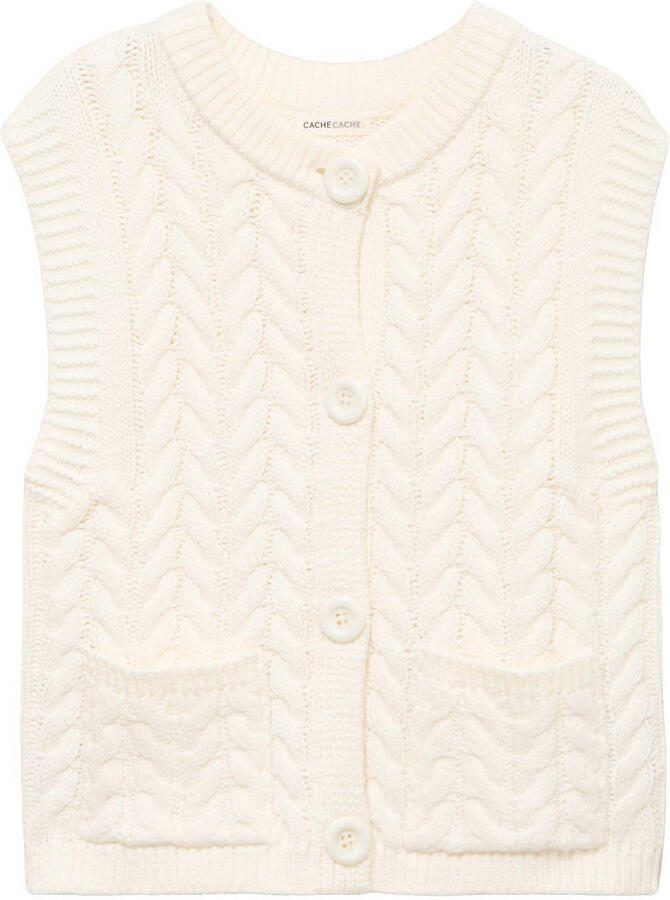 Cache gebreid vest ecru - Foto 2
