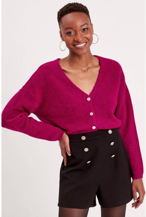 Cache gebreid vest fuchsia