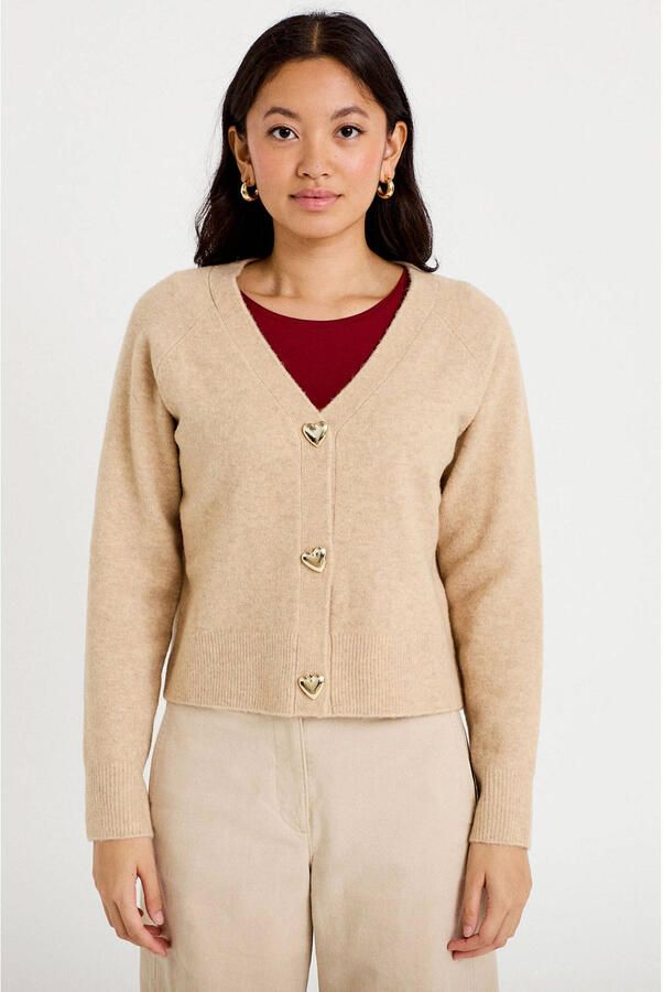 Cache gebreid vest met wol beige