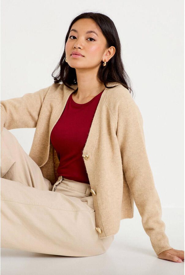 Cache gebreid vest met wol beige - Foto 3