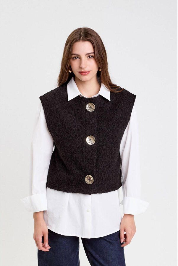 Cache gebreid vest zwart