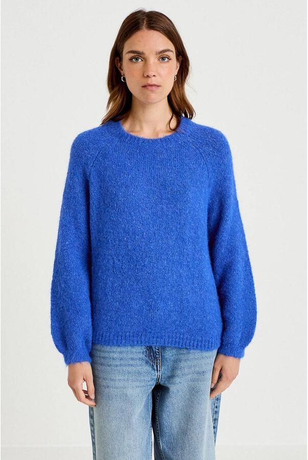 Cache gebreide trui met wol blauw