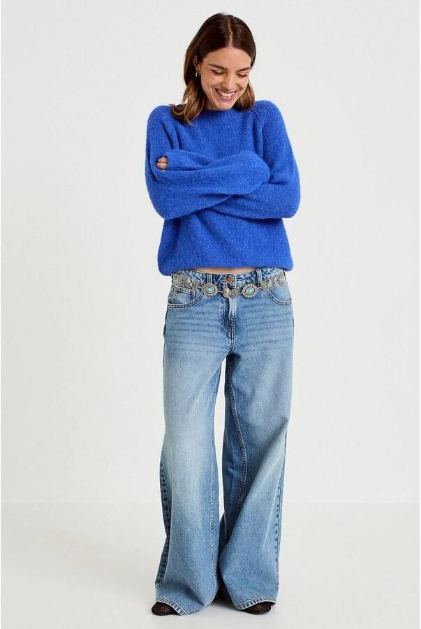 Cache gebreide trui met wol blauw - Foto 3