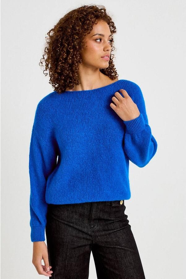 Cache gebreide trui met wol blauw