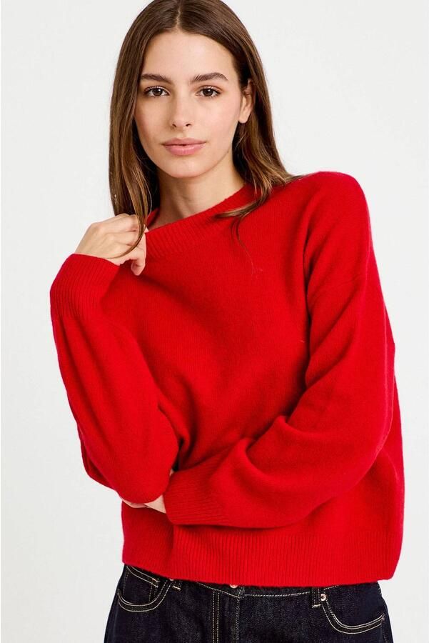 Cache gebreide trui met wol rood