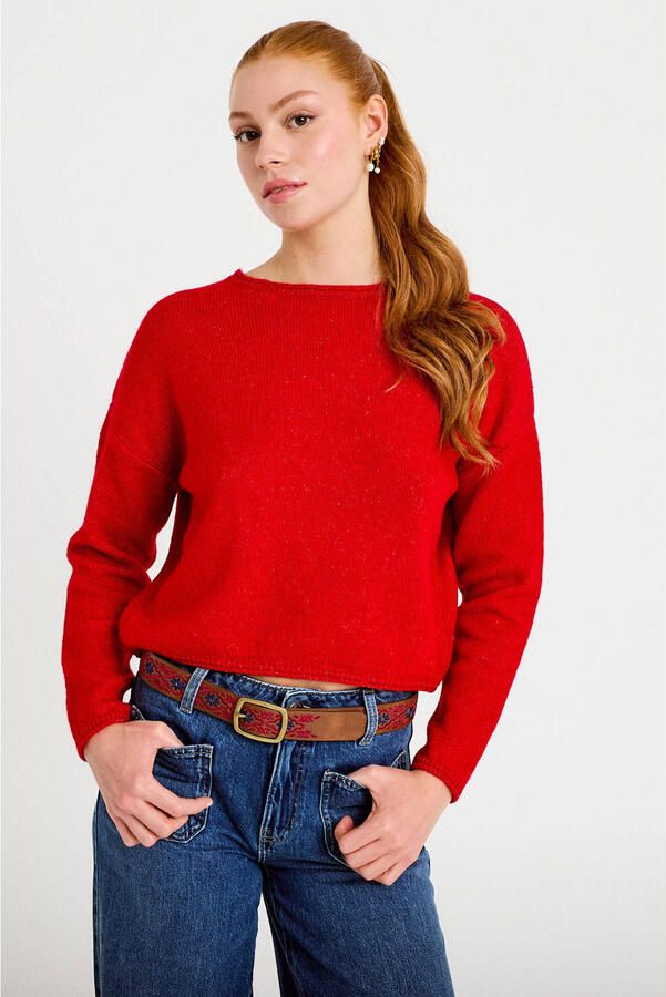 Cache gebreide trui rood