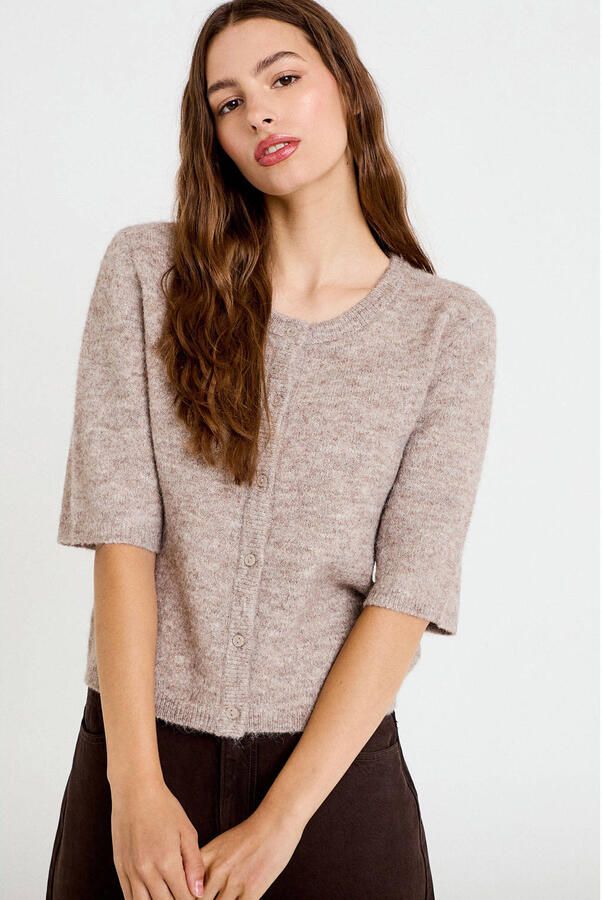 Cache gebreid vest met wol taupe - Foto 3