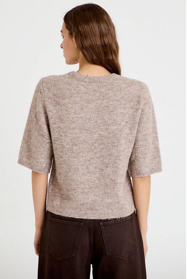 Cache gebreid vest met wol taupe - Foto 2