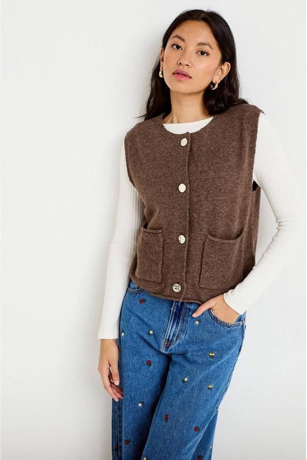 Cache gemêleerd gilet bruin