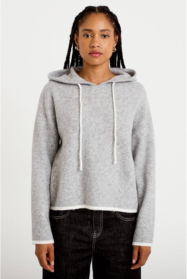 Cache gemêleerde hoodie met wol lichtgrijs