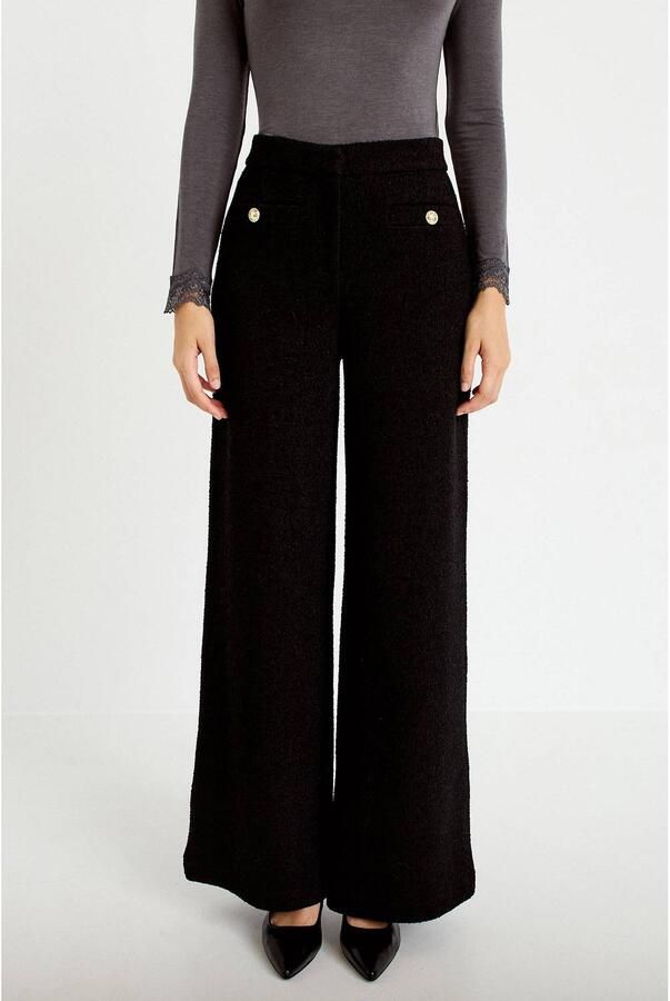 Cache gemêleerde tweed bootcut pantalon met glitters zwart