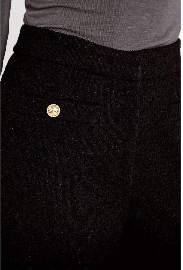 Cache gemêleerde tweed bootcut pantalon met glitters zwart - Foto 2