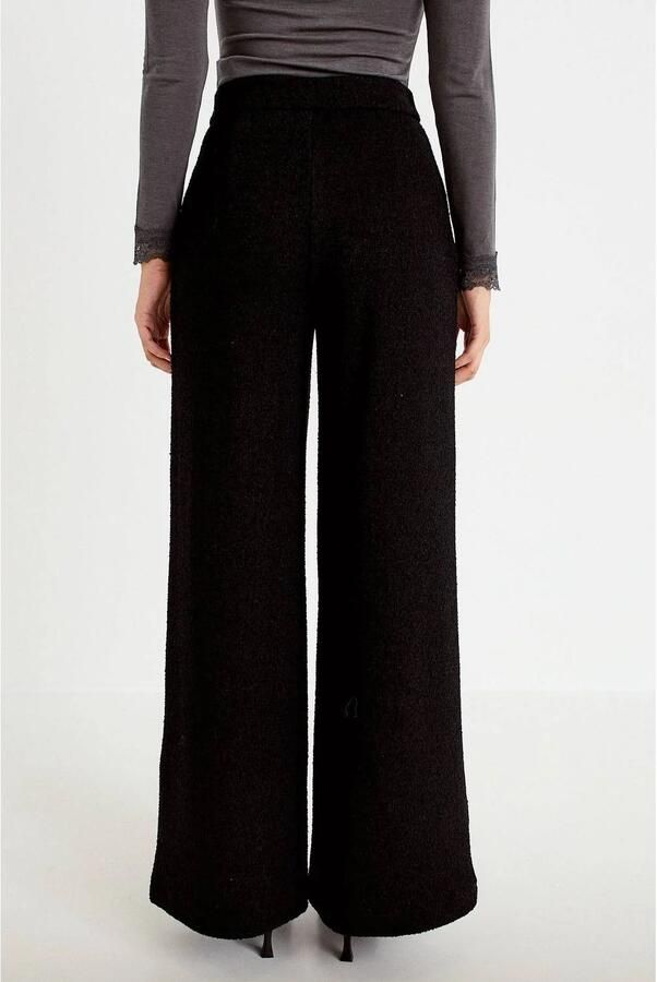 Cache gemêleerde tweed bootcut pantalon met glitters zwart - Foto 3