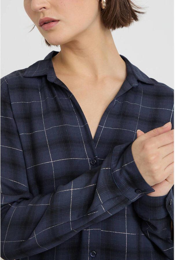 Cache geruit blouse donkerblauw - Foto 2