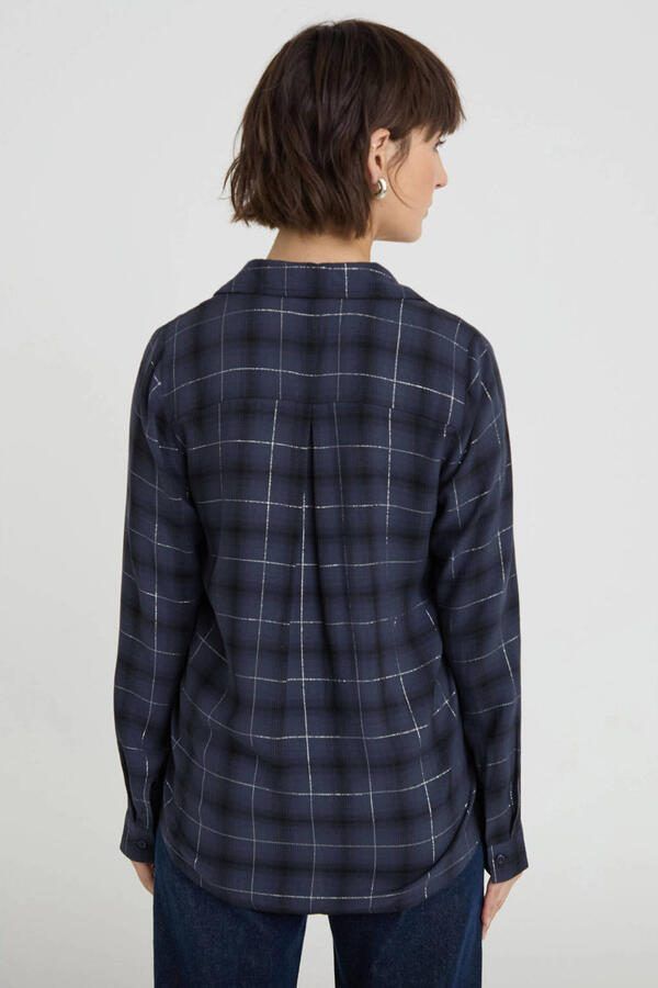 Cache geruit blouse donkerblauw - Foto 3