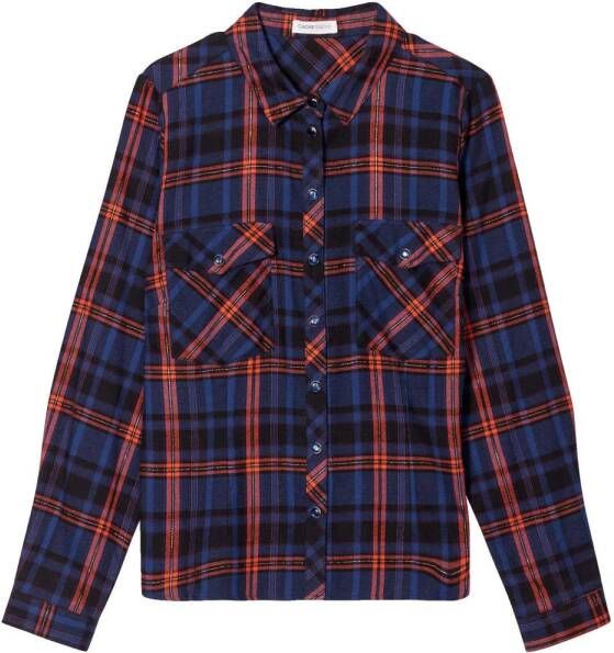 Cache geruite blouse donkerblauw oranje