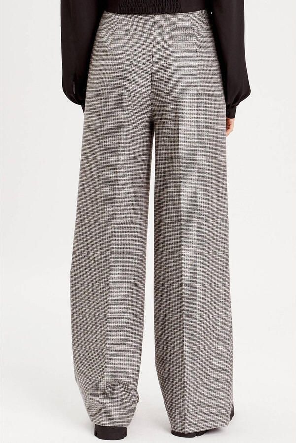Cache geruite high waist loose fit pantalon grijs zwart - Foto 2