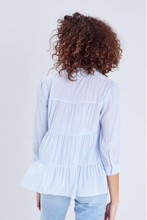 Cache gestreepte blouse blauw - Foto 3