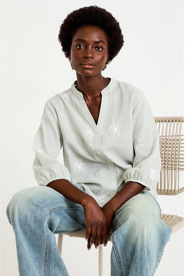 Cache gestreepte blouse groen - Foto 2