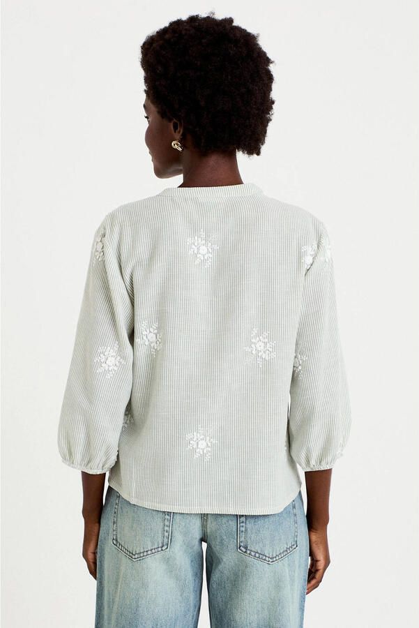 Cache gestreepte blouse groen - Foto 3
