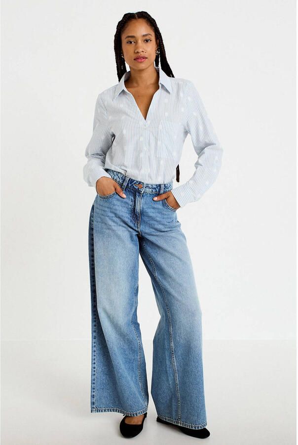 Cache gestreepte blouse lichtblauw - Foto 2