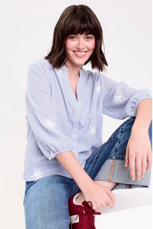 Cache gestreepte blouse lichtblauw - Foto 2